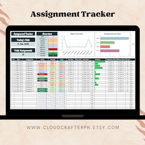 Assignment Tracker Google Sheets, Student Planner Google Sheets, School Assignment Planner, Homework Organizer, Academic Study Tracker