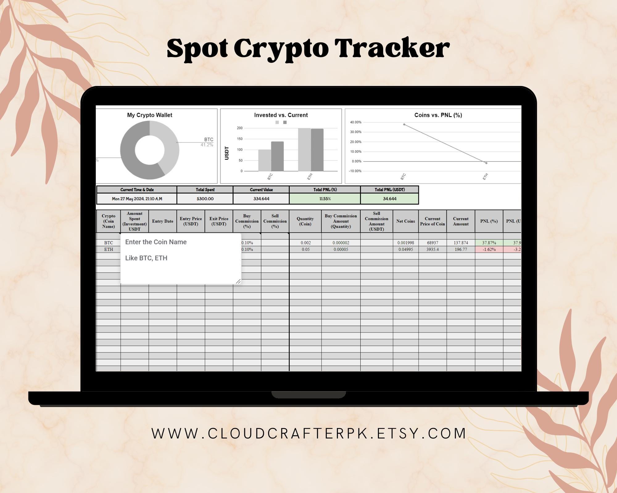 2025 暗号通貨Excelテンプレート、投資追跡、ポートフォリオ追跡、暗号通貨追跡、暗号通貨Excelテンプレート、暗号通貨取引、ビットコイン