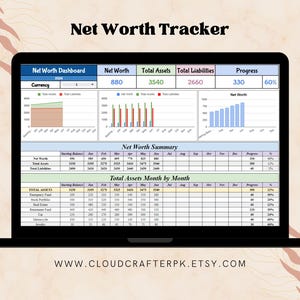 Net Worth Tracker Spreadsheet for Google Sheets, Net Worth Calculator Dashboard, Assets & Liabilities Template, Personal Finance Planner
