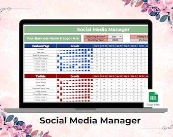Social Media Content Planer für Google Sheets, Content Kalenderblatt, Digital Content Planer für Instagram, TikTok, YouTube Marketing