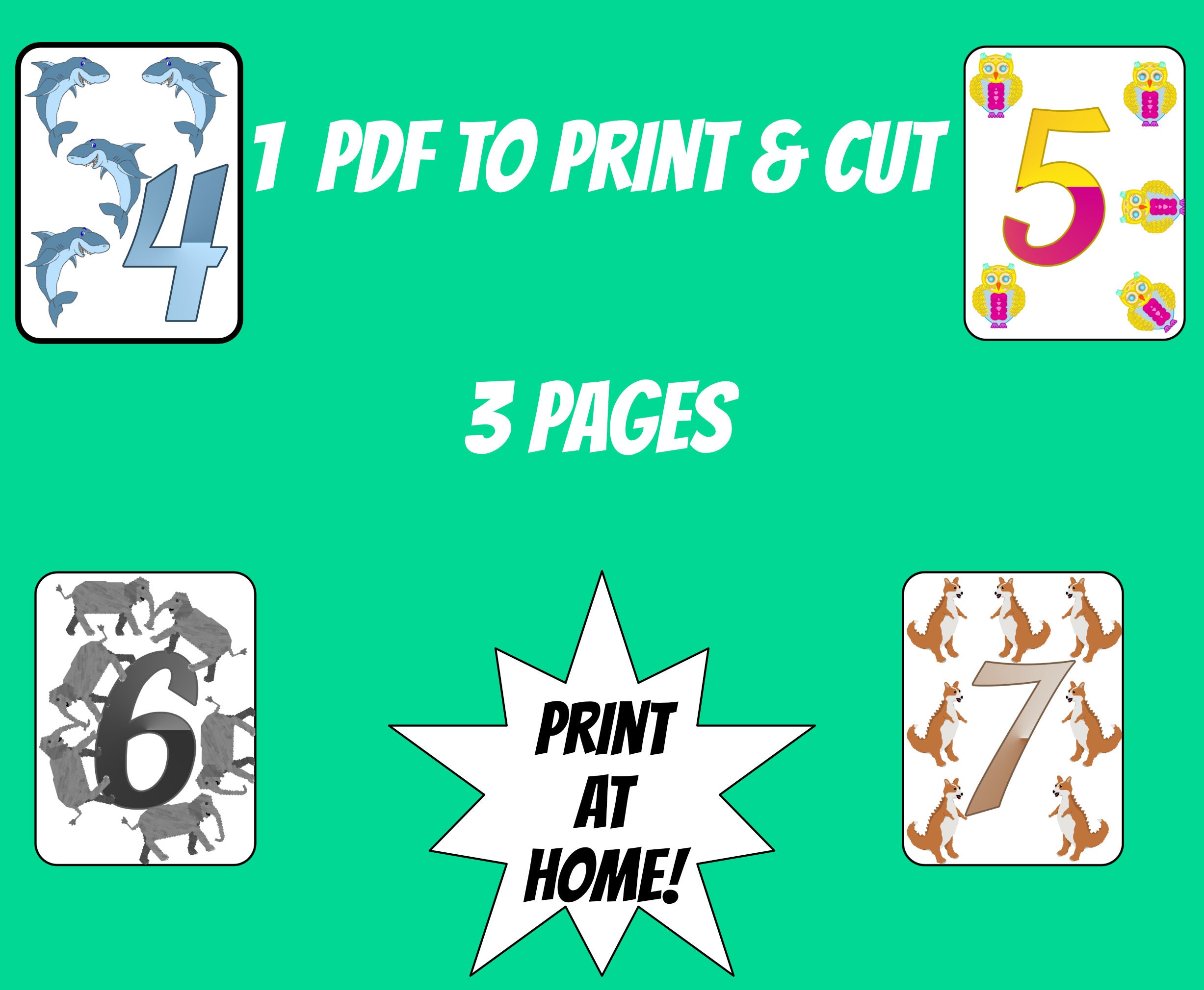 Printable Number 0-10 Flashcards Animals Theme Kids | Etsy