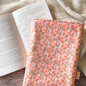 Custodia per libri con fiori, copertina Kindle, arancione, custodia per libri con copertina flessibile e rigida, sovraccoperta, regali per amanti dei libri, regalo di Natale