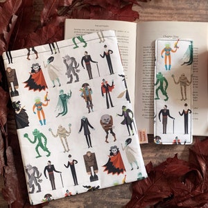 Halloween monsters handmade book sleeve, kindle sleeve, padded booksleeve