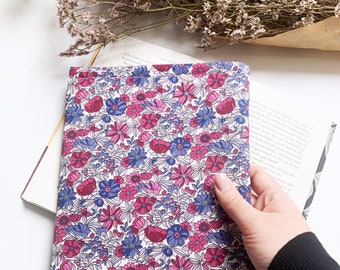 Purple floral book sleeve, padded book protector cover, book pouch, bookish gift idea, book and kindle accessories, Christmas gift