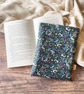 Blue ditsy floral book sleeve, padded book protector cover, book pouch, bookish gift idea, book and kindle accessories, Christmas gift product logo