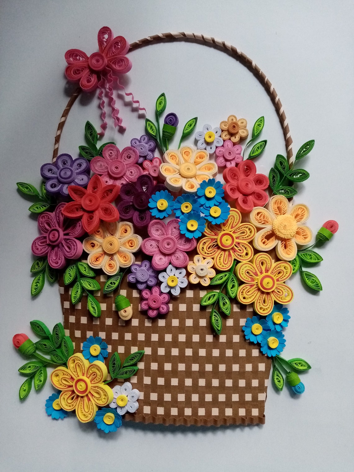 Quilling wall art 3d flower basket quilled wall decor Etsy
