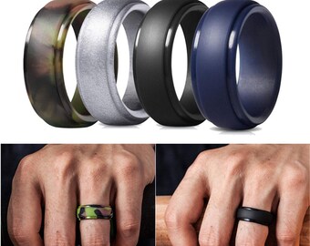 4PCS Silicone rings men & women silicone wedding and engagement bands rubber wedding bands