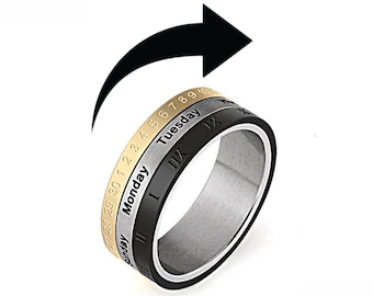Fidget Ring Mens Women Fidget Spinner Ring | Self Calendar Fidget Ring | Stress, Depression and Anxiety Fidget Ring