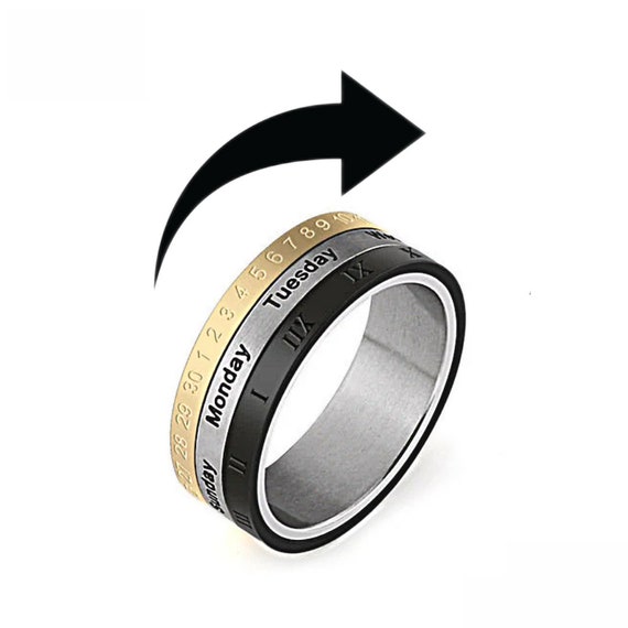 Fidget Ring Mens Women Fidget Spinner Ring | Self Calendar Fidget Ring | Stress, Depression and Anxiety Fidget Ring