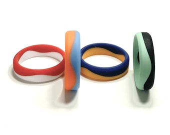 4 PCS silicone wedding rings for women men silicone bands for wedding engagement rubber silicone rings for women men size 4 to 10