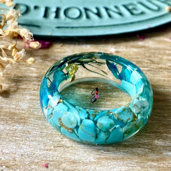 Anillo de resina de madera mujer compromiso de boda banda de