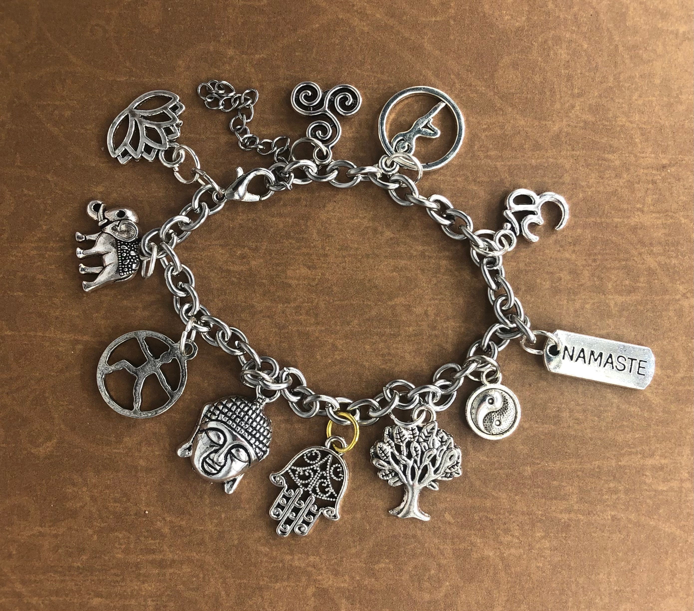 CHARM Bracelet YOGA Chain Namaste Meditation Etsy.de