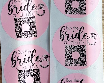 Bachelorette Party Bride QR Code Stickers, Venmo Payment Favor