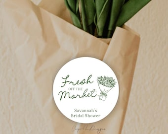 Fresh off the Market Bridal Shower, Flower Bouquet Bar, Flower Cart, Labels, Thank you Stickers