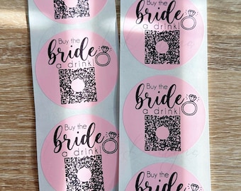 Buy the Bride a Drink Sticker, Bachelorette Party Favor, Venmo QR Code
