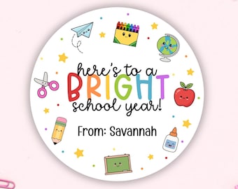 Personalized Back to School Printed Stickers, Welcome Kindergarten Class Favor, First Day of School Label, Classroom School Favors, 2 Inch
