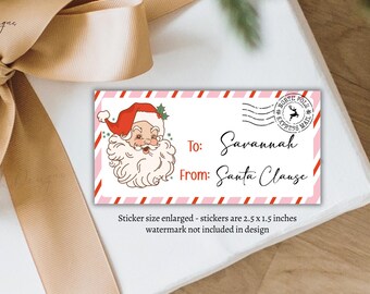 Personalized Santa Stickers, Custom Christmas Labels with Name, Special Delivery Present Sticker, Christmas Gift Tag, From Santa Sticker