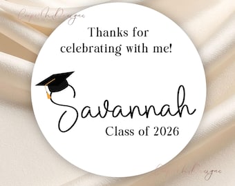 Thank You Graduation Stickers, Party Favor, Class of 2026, Custom Labels, Desserts, Snack Bag