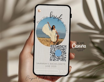 Buy the Bride A Drink Template, Instagram, Summer Bachelorette, Canva Template, Venmo QR code