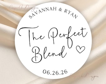 The Perfect Blend, Couple Name, Coffee Dessert, Wedding Favor, Bridal Shower, Modern Minimalist