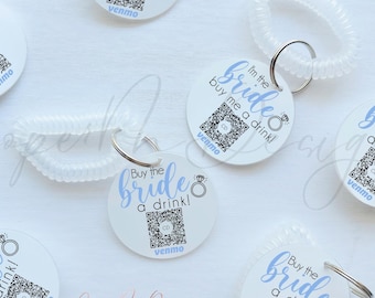 Buy The Bride a Shot, Buy the Bride a Drink, Last Toast on the Coast, Coastal Bachelorette, Venmo Wristband, Venmo the Bride,Venmo QR code