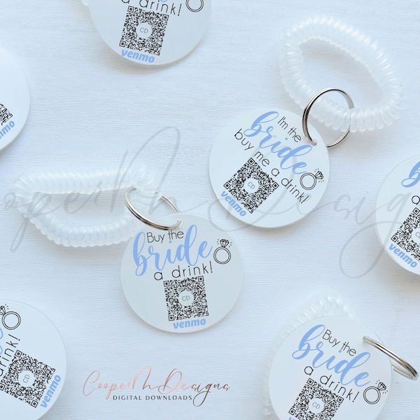 Buy The Bride a Shot, Buy the Bride a Drink, Last Toast on the Coast, Coastal Bachelorette, Venmo Wristband, Venmo the Bride,Venmo QR code