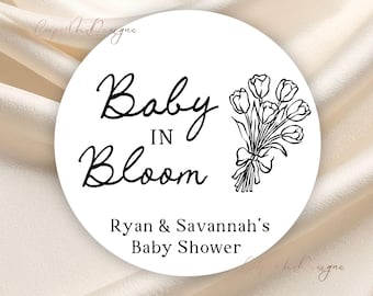 Baby in Bloom, Thank you Sticker, Baby Shower, Flower Bouquet bar, Modern Minimalist, Sprinkle