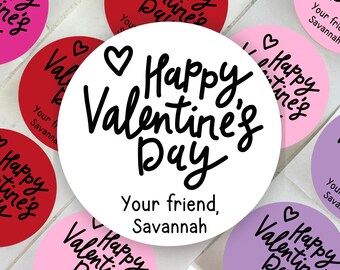 Personalized Valentine's Day Stickers, Classroom Labels, Customized, Kid's Valentine