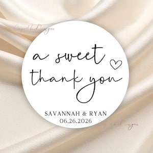 A Sweet Thank You Wedding Sticker, Wedding Thank You, Sweet Cart, Wed Favor, Personalized Sticker, Snack Bag, Desserts Favor Sticker