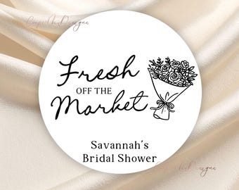 Fresh off the Market Bridal Shower, Flower Bouquet Bar, Flower Cart, Labels, Thank you Stickers