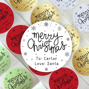 Kids Christmas Name Labels, From Santa Gift Tags, Kids Gift Sticker Labels, Christmas Gift Labels,  Personalized Custom Stickers, Gift Tags