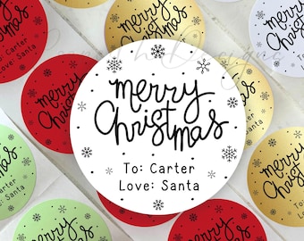 Kids Christmas Name Labels, From Santa Gift Tags, Kids Gift Sticker Labels, Christmas Gift Labels,  Personalized Custom Stickers, Gift Tags
