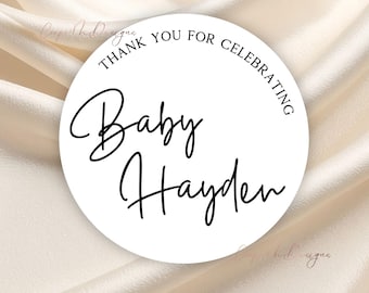 Baby Shower Stickers, 2 Inch Circle Label, Circle Sticker, Gender Neutral, Baby Shower Favors, Thank You, Celebrating Baby, Personalized