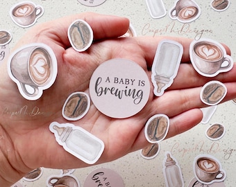 A baby is brewing, Cafe Bebe, Baby Shower, Confetti, Espresso, Neutral, Sprinkle