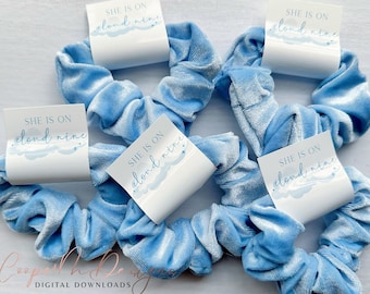 She Is On Cloud 9 Favors, Bachelorette Favors, Bride Hair Scrunchies, Party, Scrunchie
