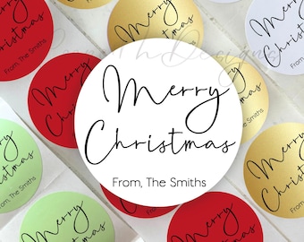Merry Christmas Gift Tags, Christmas Wrapping Labels,From Santa Gift Tags, Christmas Gift Labels, Personalized Custom, Xmas, Modern Simple