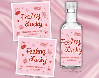 Lucky in Love Bachelorette Mini Shot Labels, Feeling Lucky  Las Vegas Bachelorette Liquor Labels, Bach Mini Shooter Labels, Casino Bach