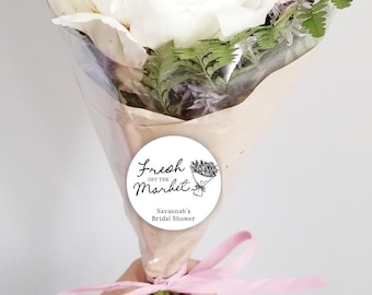 Fresh off the Market Bridal Shower, Flower Bouquet Bar, Flower Cart, Labels, Thank you Stickers