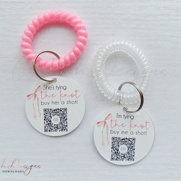 She's Tying the Knot buy her a Shot | Buy the Bride a Drink | Venmo Bachelorette Bracelet, Nash Bash, Bachelorette Party, Coquette, Pink Bow