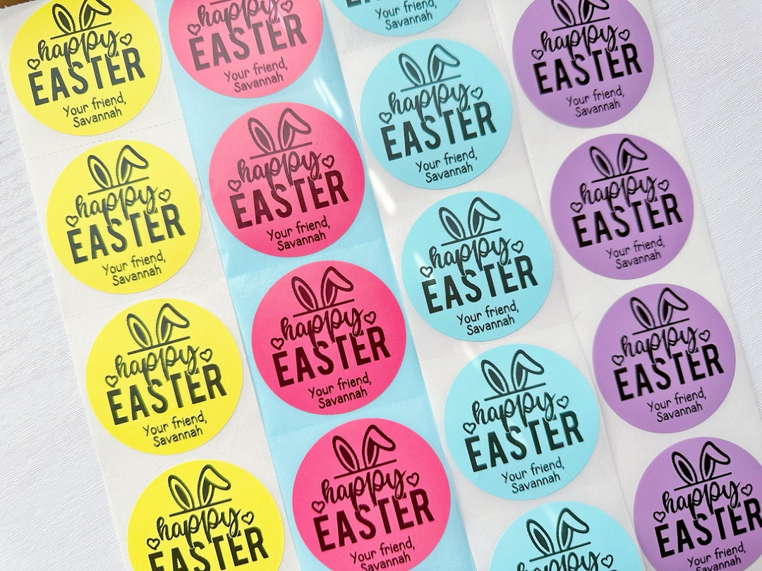 Personalized Easter Stickers Easter Labels for Favors Kid Etsy