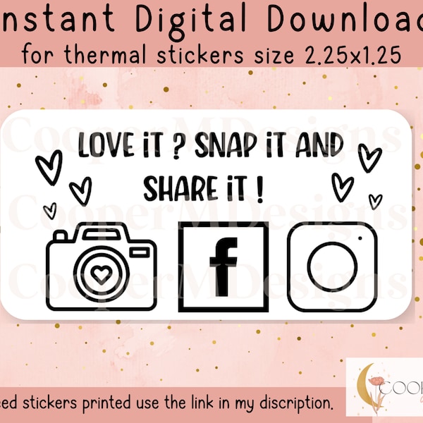 Love it? Snap Share & Review | Digital Download | Packaging Stickers for Small Business | Thermal Stickers for Rollo/Munbyn Printer