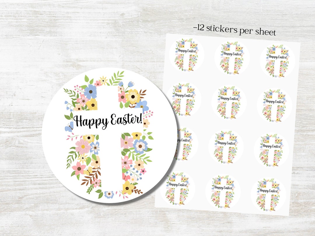 Happy Easter Stickers, Easter Gift Label, Easter Stickers, Easter ...