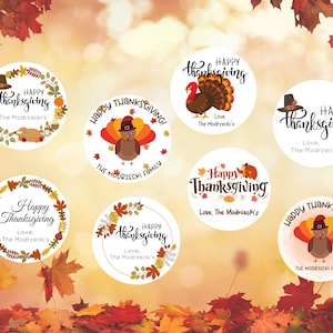 Custom Thanksgiving Stickers Treat Bag, Teacher Thanksgiving Stickers, Thanksgiving Party Favors, Happy Thanksgiving Labels, Personalized