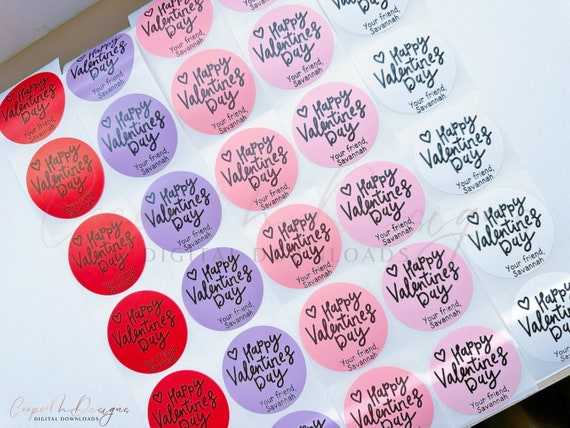 Custom Happy Valentine's day stickers | Personalized Valentine's Day Stickers | Kids Valentines for School | Classroom Valentines labels