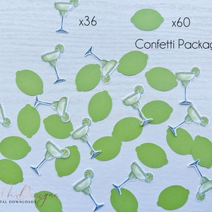 May include: Confetti Package 2 includes 36 green lime confetti and 60 green margarita glass confetti. The confetti is perfect for a fiesta or Cinco de Mayo party.