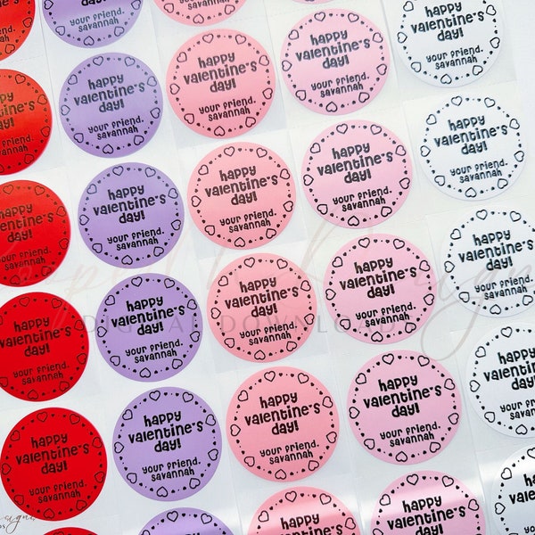 Custom Happy Valentine's day stickers | Personalized Valentine's Day Stickers | Kids Valentines for School | Classroom Valentines labels