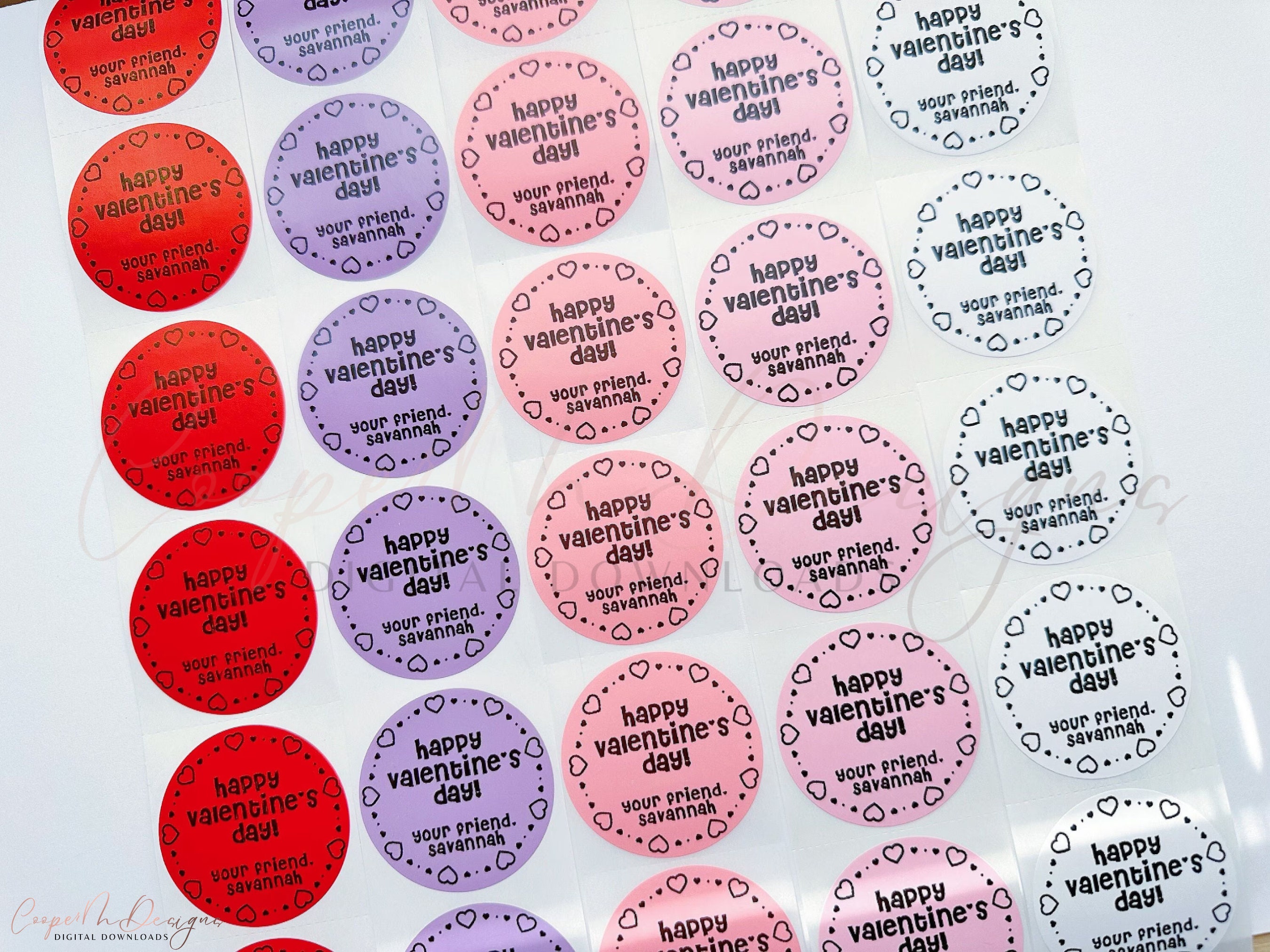 Custom Happy Valentine's day stickers | Personalized Valentine's Day Stickers | Kids Valentines for School | Classroom Valentines labels