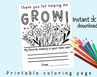 Teacher Appreciation Coloring Page Printable | Thank You Card | Digital File | Instant Download | Teacher Gift | Teacher Appreciation