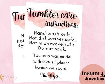 Tarjeta de instrucciones de cuidado de vaso de vidrio / Suministros para pequeñas empresas / Tarjeta de cuidado / Instrucciones de vaso / Lata Libby / Copa de vino / Descarga instantánea
