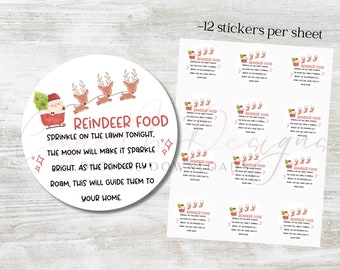 Magic Reindeer Food Sticker | Reindeer Food DIY Kit Sticker Labels | Christmas Sticker | Reindeer Food Labels | Christmas Sticker